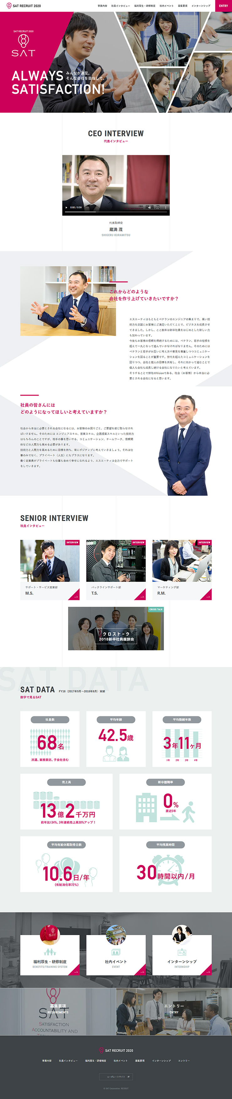 制作実績　株式会社エスエーティ様 リクルートサイト