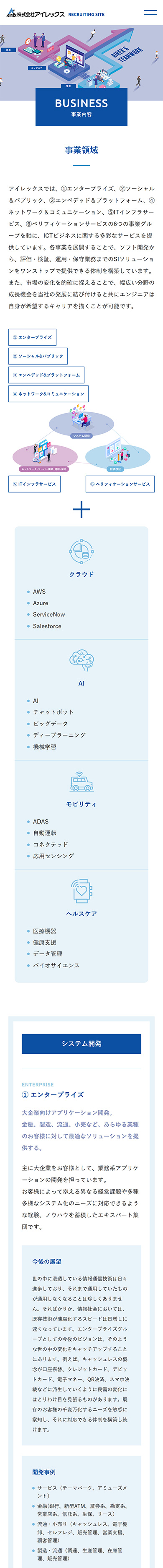 制作実績　株式会社アイレックス様 リクルートサイト