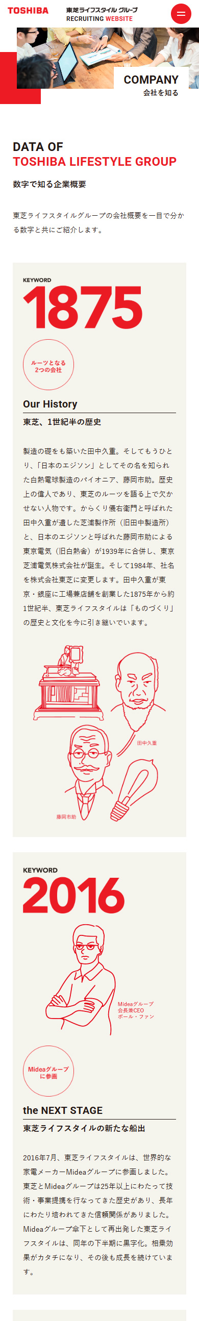 制作実績　東芝ライフスタイル株式会社様 リクルートサイト